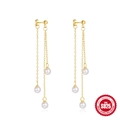 Orecchini a goccia in argento S925 dorato con perle e frange eleganti dal design moderno - Oro #6