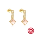 Orecchini infinity in argento S925 con pietra rosa quadrata e finitura dorata - Stile Infinito Pietra Rosa Quadrata / Oro #1