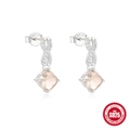 Orecchini infinito in argento S925 con zircone rosa quadrato e marchio S925 - Stile Infinito Pietra Rosa Quadrata / Platino #1