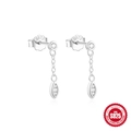 Orecchini pendenti in argento sterling S925 con zirconi a cuore per donna - Orecchino a Bottone con Catena Pendente Marquise / Platino #2