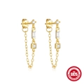 Orecchini a nappa con luna e stella in argento 925 placcato oro 18K con zirconi cubici - Oro #5