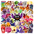 Detailed view of assorted waterproof Halloween stickers featuring classic pumpkin and ghost motifs - Halloween Cartoon Style (T01042053)