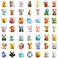 Set di 49 simpatici adesivi per animali 3D per decorare bagagli e laptop fai-da-te - Stile Animale Carino (T01041493)