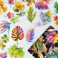 Pegatinas de plantas PET holográficas en acuarela con hojas para decoración de scrapbooking - Estilo de Hoja Láser con Estampado en Oro (T01041975)