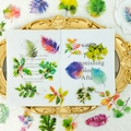 Adesivi botanici vintage in PET con foglie e piume colorate per scrapbooking decor - Stile Foglia di Pianta