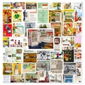 Set di 50 adesivi da cucina vintage americani con poster retrò e decorazioni nostalgiche - Illustrazioni Poster Vintage (T01042058)