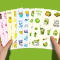 Détail de 8 autocollants décoratifs mignons dessinés à la main pour le scrapbooking et le DIY - Thèmes Multiples (T01042047)