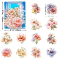 Detalle de pegatinas de flores PET con lámina dorada impermeable y medidas de tamaño real - Estilo Floral de Ventana (T01041977) / 30 Hojas