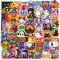 Detailansicht verschiedener wasserfester Halloween-Sticker mit Kürbissen und Geistern - Doodle Halloween Elemente Stil (T01041987)