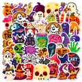 Detailed close-up of various Halloween graffiti stickers featuring pumpkins and ghosts - Eerie Cute Style (T01042053)