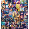 Detail showing 50 vibrant aurora-style animal stickers with colorful starry textures - Colorful Animal Starry Sky Style (T01042097)