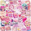 Set di adesivi Y2K rosa con temi di libri e lettura per scrapbooking e fai-da-te - Tema Bookish (T01042096)