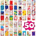 Set of 50 colorful English inspirational quote cards with diverse hand-drawn motifs - Motivational Upward Quote Cards