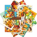 12 hojas de papel decorativo de Acción de Gracias 6x6 con diseños de pavo y calabaza - Papel de Material de Cosecha de Acción de Gracias (T01042202)