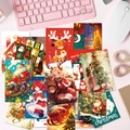 50 Stück Weihnachts-Deko-Postkarten mit Weihnachtsmann-, Rentier- und Schneemannmotiven - Weihnachtliche Illustrations-Thema (T01042157) / 50 Blatt