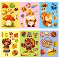 6-pack Thanksgiving puzzle face stickers with turkey and squirrel for festive family decor - Thanksgiving Harvest Series (T01042144)