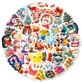 50 bunte Cartoon-Weihnachtsaufkleber mit Weihnachtsmann, Rentieren und Schneemännern - Weihnachten Cartoon Muster Set(T01042164)