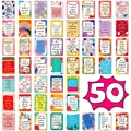 Set of 50 colorful hand-drawn positive affirmation cards for mental wellness - Positive English Quote Cards