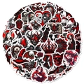Gothic horror stickers set with black skull, demon, and cat motifs for phone and laptop deco - T01042200(50)
