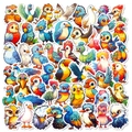 Detailed view of various cute cartoon bird stickers with vibrant colors and white edges - Cartoon Birds Theme (T01041116)