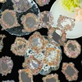 Adesivi in PET vintage con cornici floreali dorate a rilievo per scrapbooking - T01042138(30)