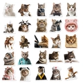 Set of 25 cute cat stickers in various outfits for luggage and laptop decoration - Professional Cat Style (T01042196)