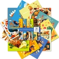 12 sheets of Thanksgiving decorative scrapbook paper featuring turkeys and autumn leaves - Harvest Colors