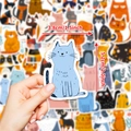 50 pieces of waterproof creative cat stickers measuring 3.8x5.2cm for kids reward gifts - Cat Series (T01042235)