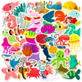 Autocollants créatures marines colorées avec requins, pieuvres et tortues mignonnes - Style Créatures Marines B (T01041131)