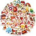 Détails de divers autocollants de Noël imperméables avec motifs de Père Noël et rennes - T01042161 (50)