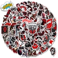 Set di 100 adesivi gotici impermeabili con teschio, rosa e illustrazioni dark - Stile Misto Gotico Rosso Scuro (BP-0424+2200)