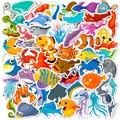 Autocollants d'animaux marins mignons avec dauphins et tortues sur fond blanc - Style Créatures Marines A (T01041130)