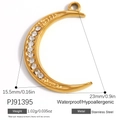 Pendentif croissant de lune doré en acier inoxydable avec des zircons brillants - PJ91395 Lune de Zircon
