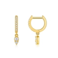 Boucles d'oreilles créoles S925 plaquées or 18 carats avec pendentifs moissanite - Pendentif Goutte (E15403)