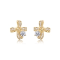18k gold plated S925 silver bowknot stud earrings with sparkling moissanite accents - Bowknot Style (E15538)