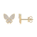 Elegant 18k gold plated S925 silver butterfly stud earrings with white moissanite - Butterfly Style (E15287)