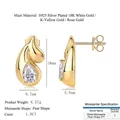 Pear cut moissanite earrings in S925 silver plated with 18k gold finish - Pear Moissanite Earrings (E15159)