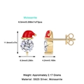 S925 sterling silver moissanite stud earrings with red Christmas hat design variant - Moissanite Christmas Hat (E15252-6.5)