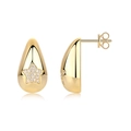 S925 silver 18k gold plated drop earrings featuring star-shaped moissanite accents - Star Teardrop (E15263)