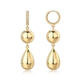Elegant 925 silver gold drop earrings with polished beads and teardrop pendants - Large Teardrop Pendant (E14907)