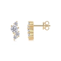 S925 silver 18k gold earrings with five moissanite stones in an irregular cluster layout - Clustered Curve Diamond (E15154)