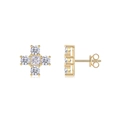 Classic 18k gold plated S925 silver stud earrings with cross flower moissanite stones - Cross Flower Diamond (E15248)