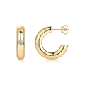 Polished golden C-shape stud earrings featuring sparkling round-cut moissanite stones - C Shape Single Diamond (E14879)