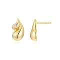 Elegant 18k gold plated S925 silver teardrop stud earrings with small diamond accent - Streamline Drop (E14886)