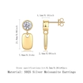 18k gold plated S925 silver moissanite drop earrings with dimensions 21.8mm by 7.8mm - Moissanite Tag (E15053)
