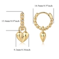 Elegant 18k gold plated S925 silver heart earrings with white moissanite size details - Heart Pendant Hoop (E14908)