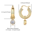 S925 sterling silver hoop earrings in 18k gold finish with 0.5ct moissanite pendants - Moissanite Drop Hoop (E15141-6.5)