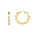 Elegant S925 sterling silver huggie earrings with gold plating and moissanite inlay - Gold Small Hoop (E15405)