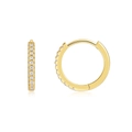 Elegant 18k gold plated S925 silver huggie hoop earrings with micro-paved moissanite stones - Pave Diamond Hoop (E15407)