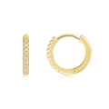 Classic 18k gold plated S925 silver hoop earrings with round moissanite row setting - Gold Row Hoop (E15406)
